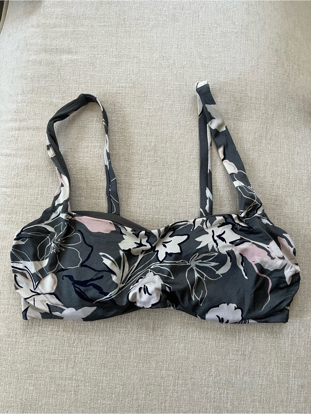 Athleta Floral Twist-Front Bralette in Black and Pink